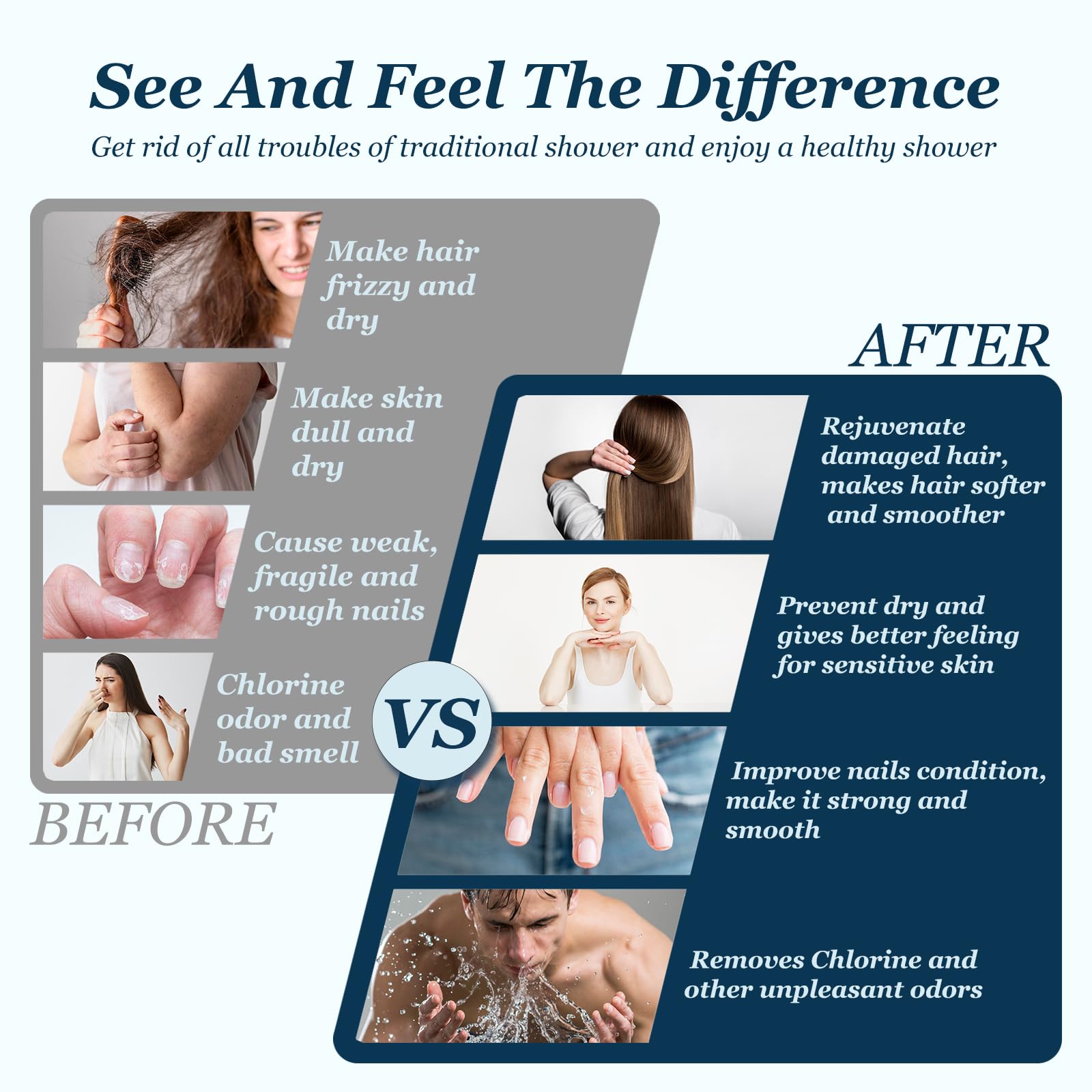 FEELSO before-after mineral scale comparison showing reduced buildup and maintenance benefit