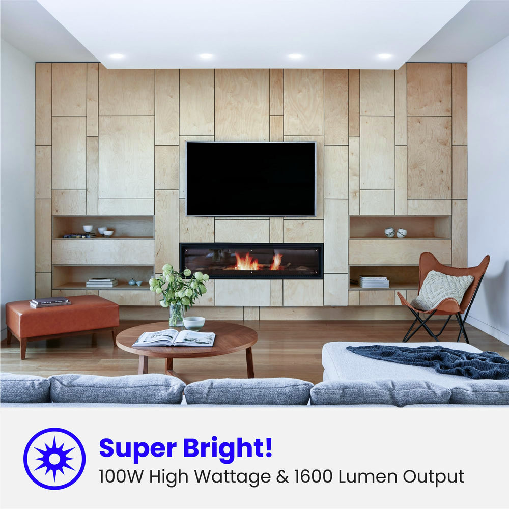 Feit Electric BR30 dimmed to lower level to show smooth dimming capability and ambiance control