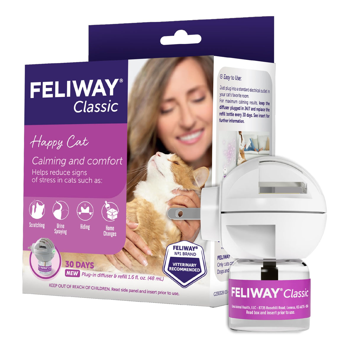 FELIWAY front packaging showing kit contents and calming benefit