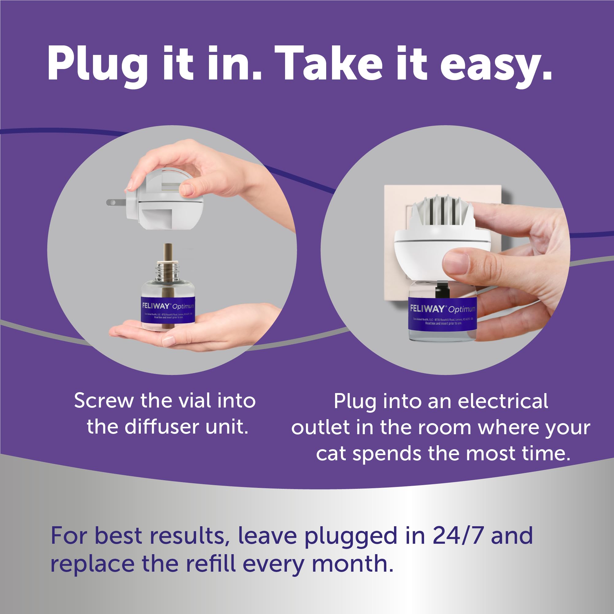 FELIWAY Optimum refill vent detail showing how pheromone dispersal works effectively
