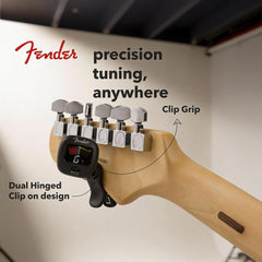Fender FCT-2 dual-hinge clip detail showing secure headstock grip