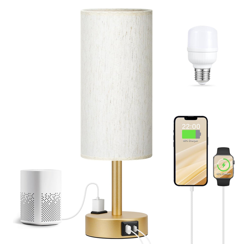 Fenmzee lamp on nightstand next to phone showing compact size and practical reach