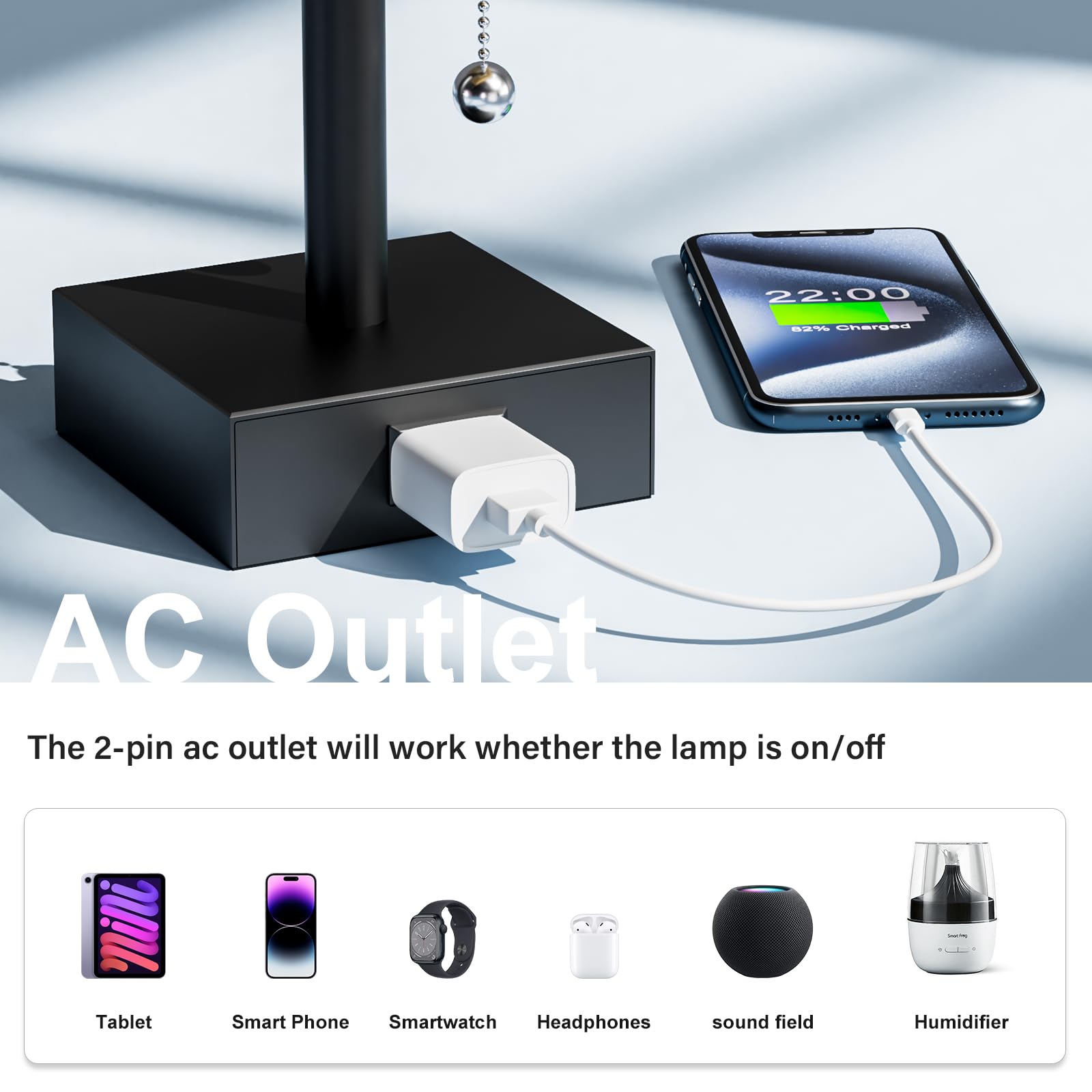 Fenmzee lamp on nightstand lifestyle setup for cozy reading and charging