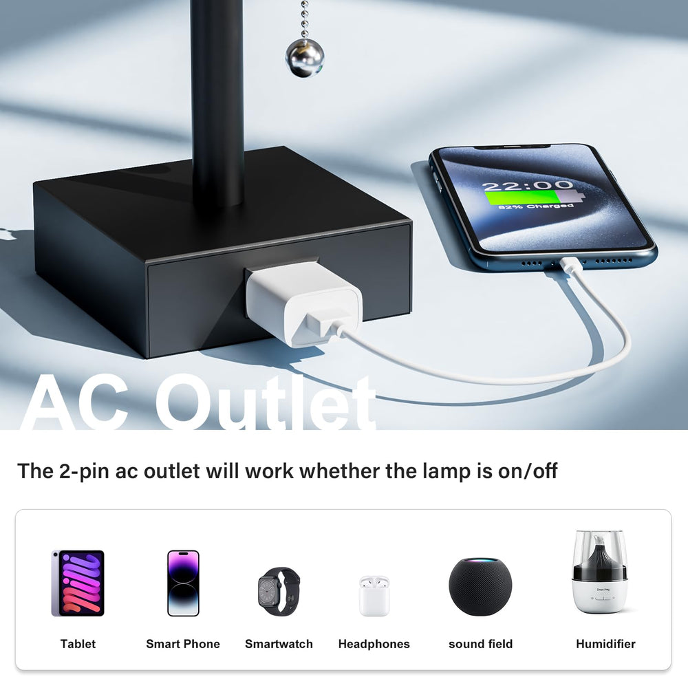 Fenmzee lamp on nightstand lifestyle setup for cozy reading and charging