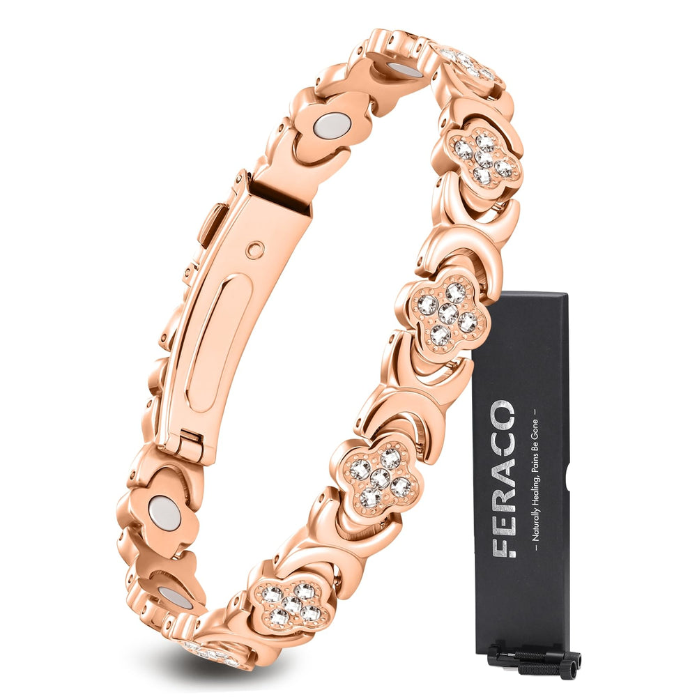 Feraco bracelet front view showing elegant copper finish and silhouette