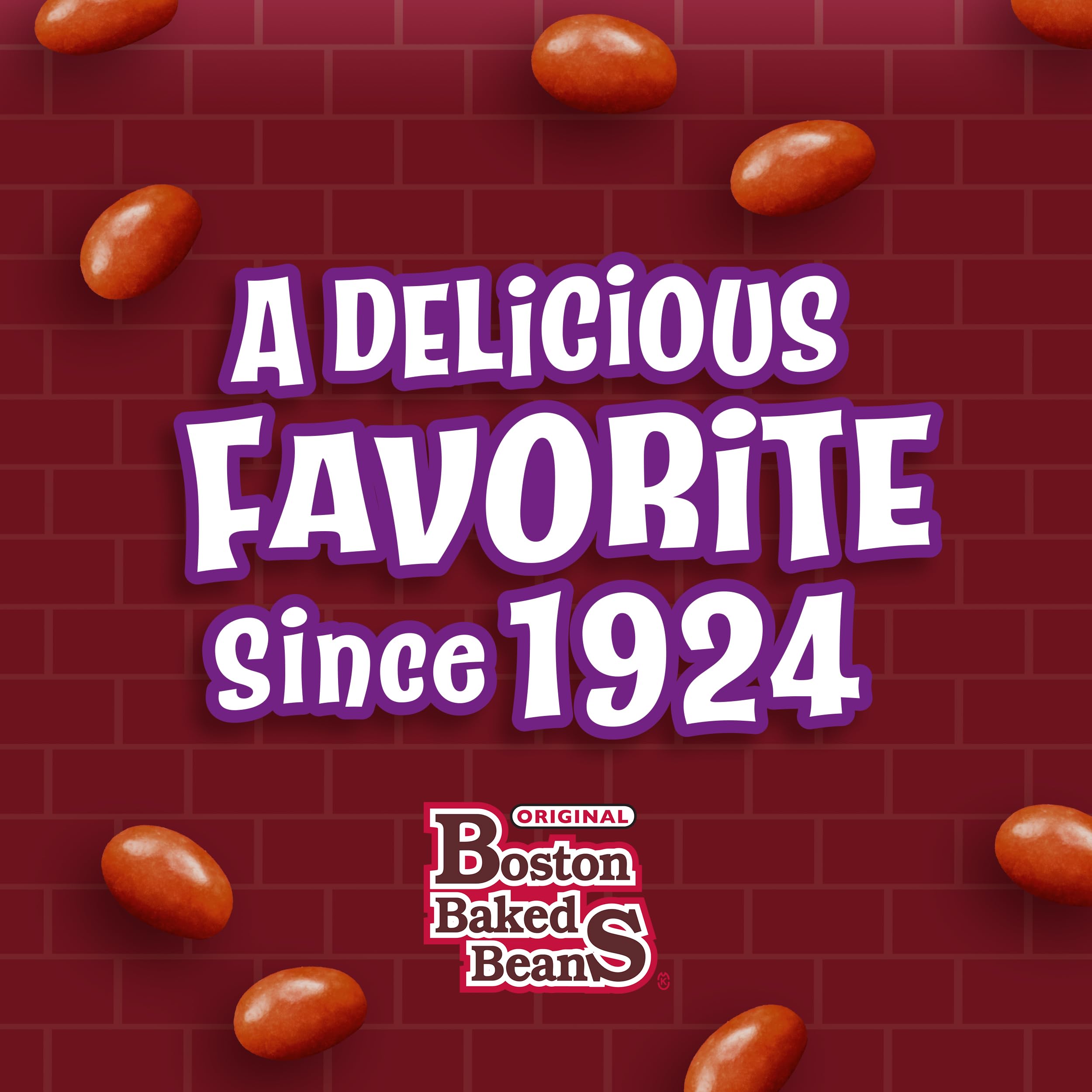 Ferrara Boston Baked Beans stacked theater boxes demonstrating bulk-ready storage and resale convenience