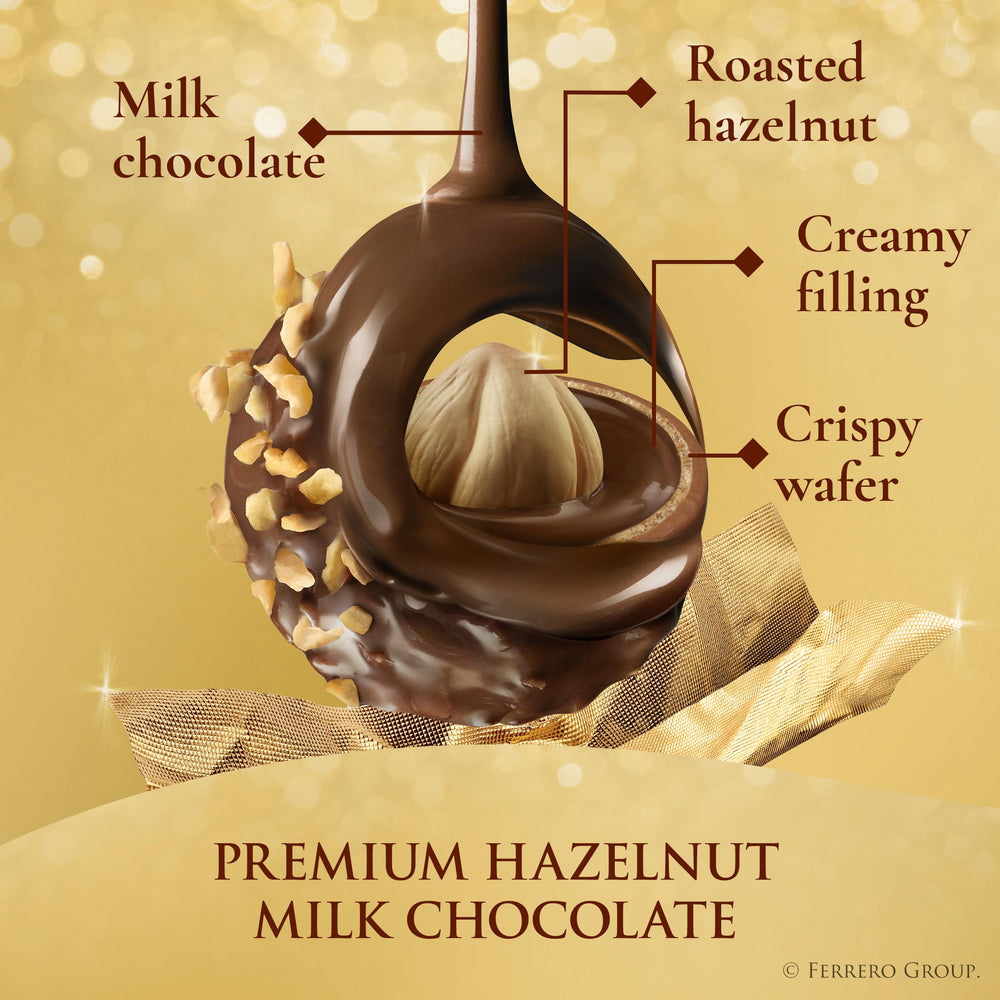 Ferrero Rocher close-up of milk chocolate surface highlighting rich texture and quality