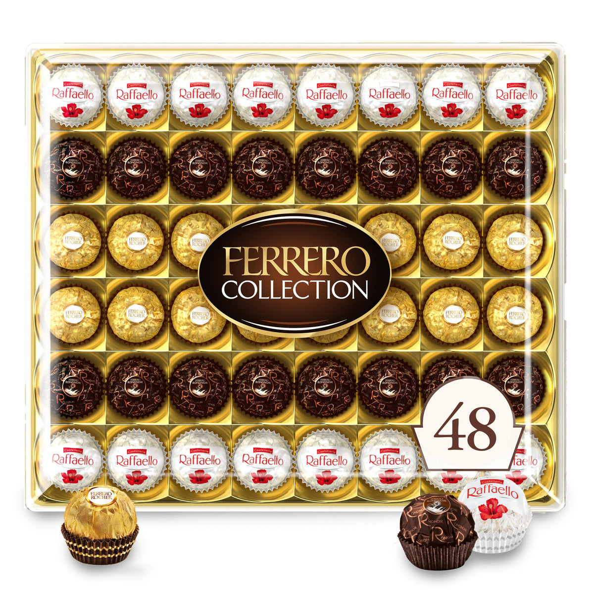 Ferrero Rocher front packaging showing elegant gift box and brand recognition
