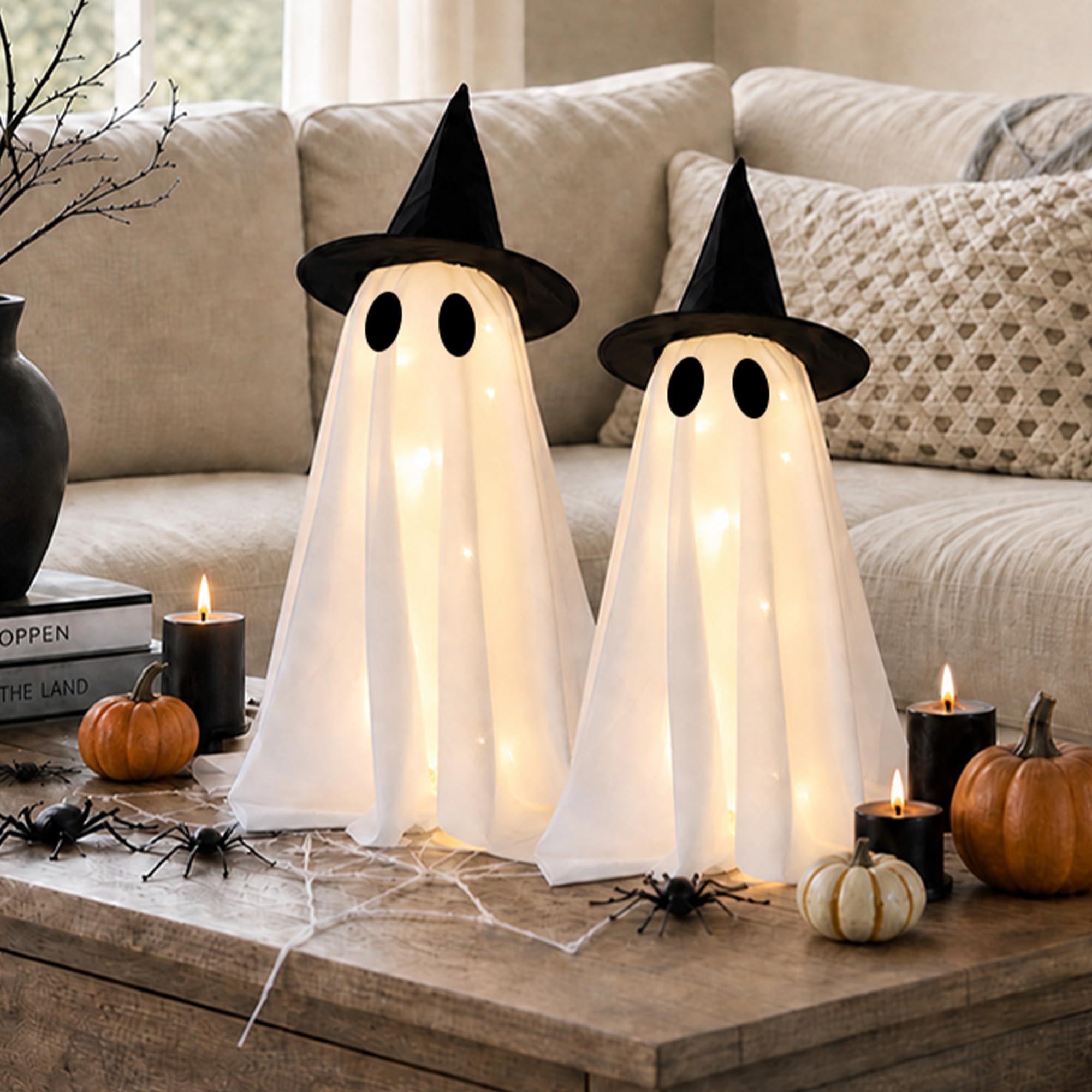 FestalMart mantle display with ghosts providing instant seasonal focal point