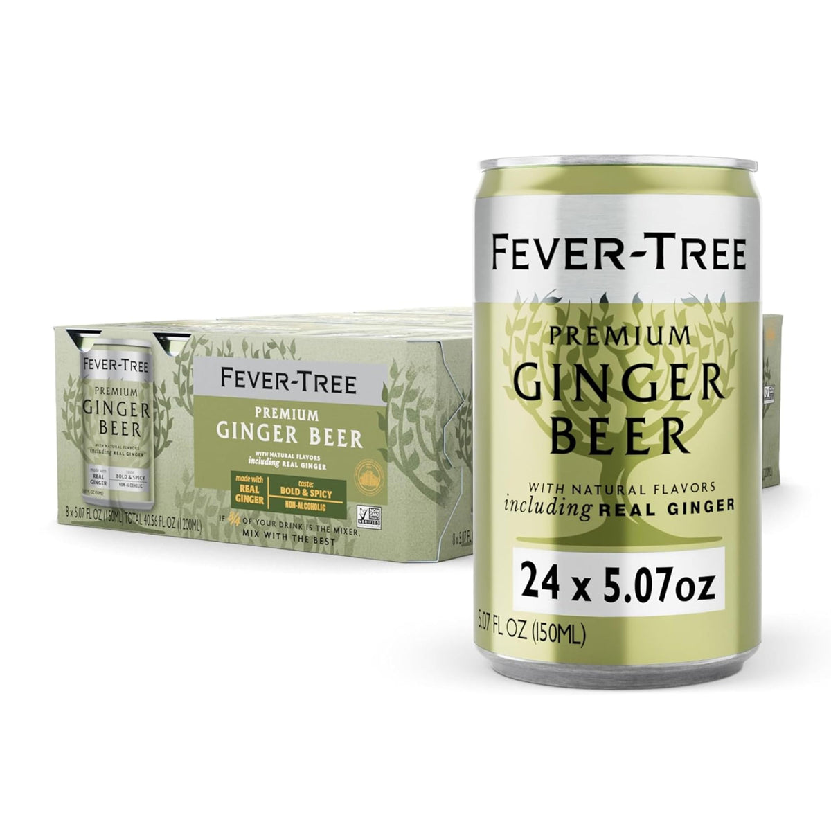 Fever-Tree ginger beer front packaging showcasing premium mixer and benefits