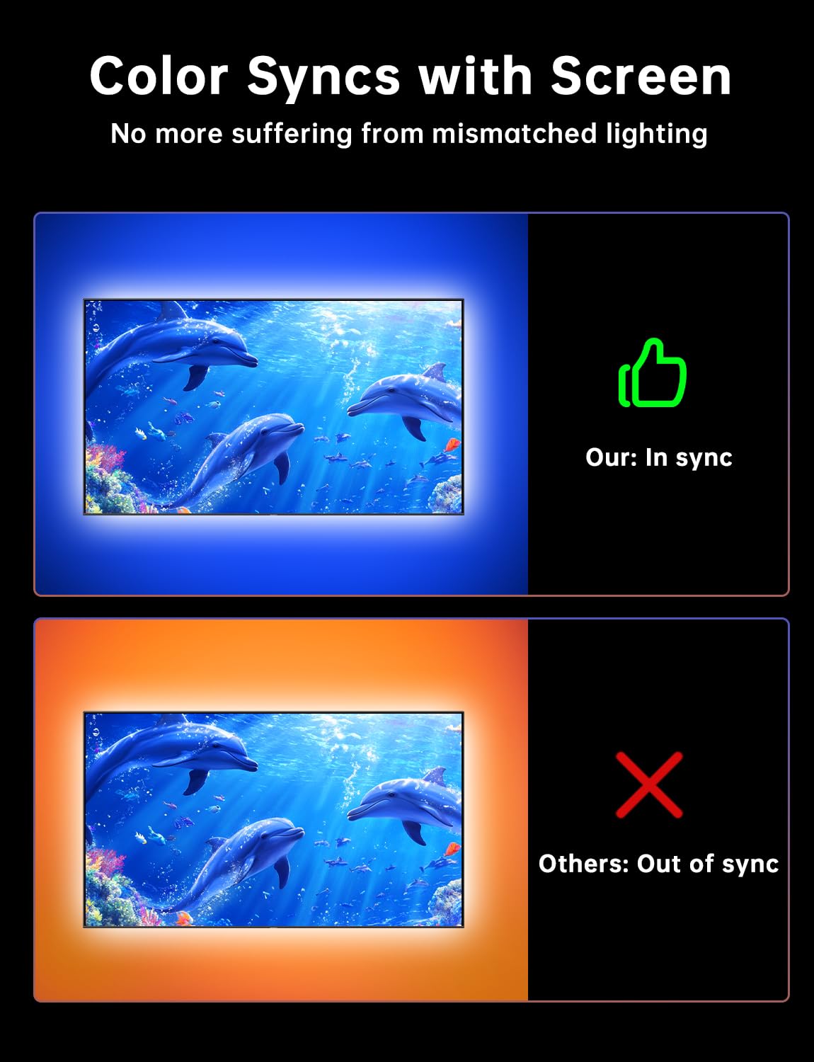 FFJ close up of RGB LED strip detail highlighting color fidelity