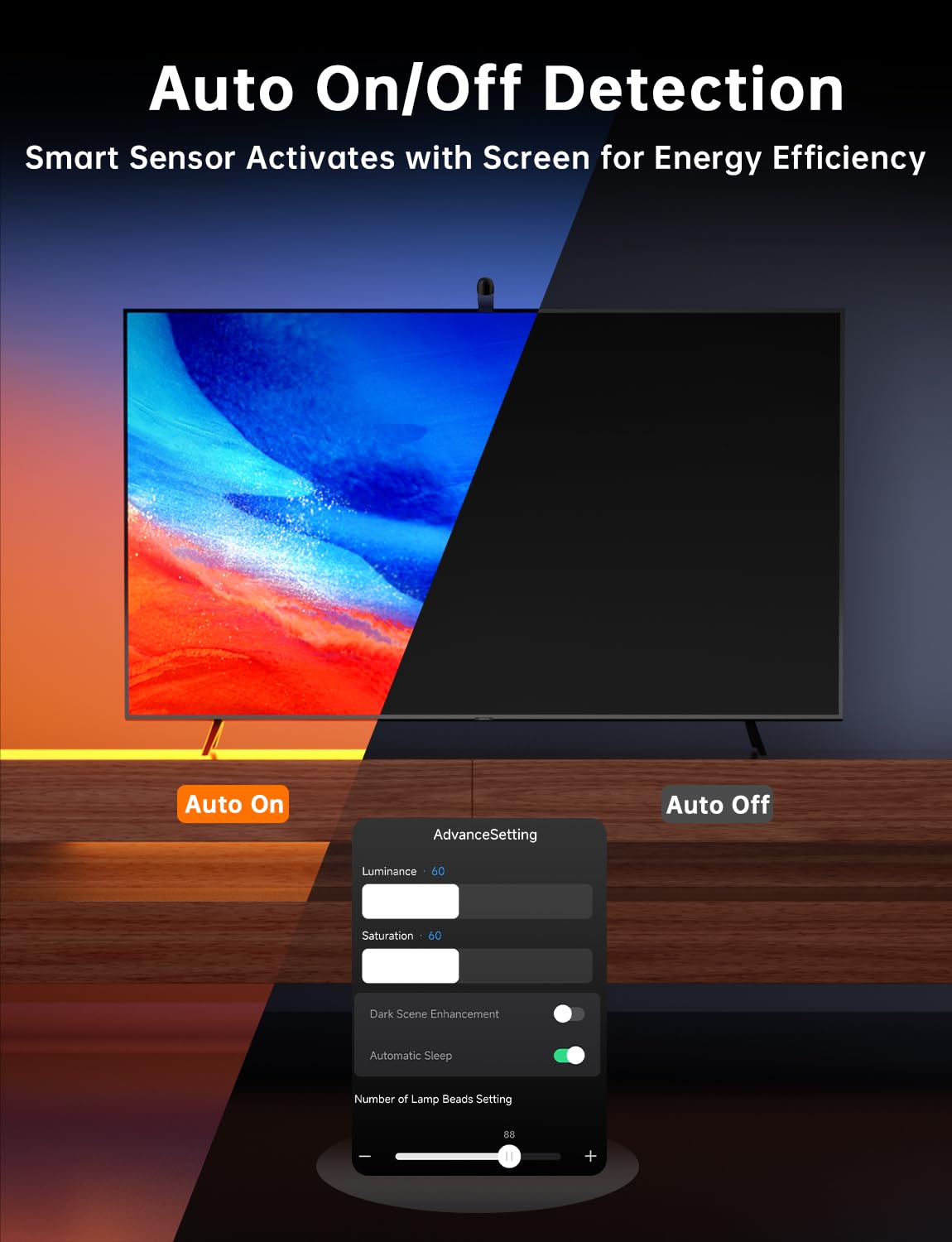 FFJ music sync mode lighting a living room for enhanced ambiance