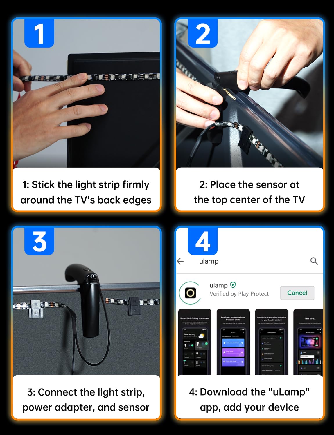 FFJ side profile of strip connected to controller for discreet setup