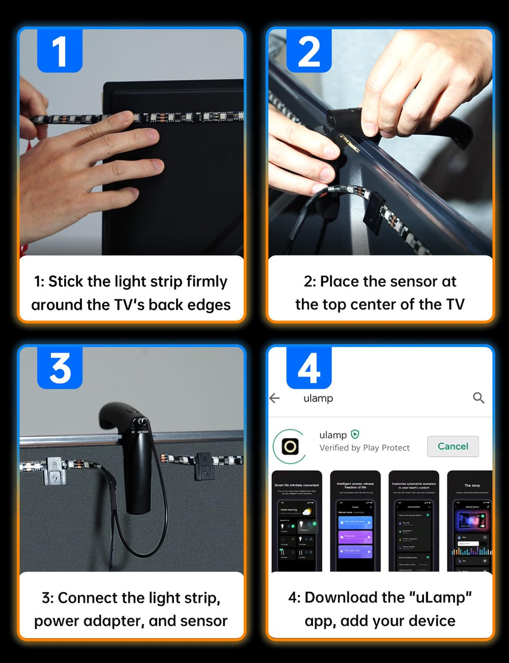 FFJ side profile of strip connected to controller for discreet setup