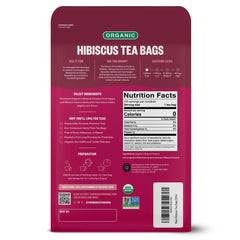 FGO teabag close-up highlighting 2g hibiscus content and fuller steep benefit
