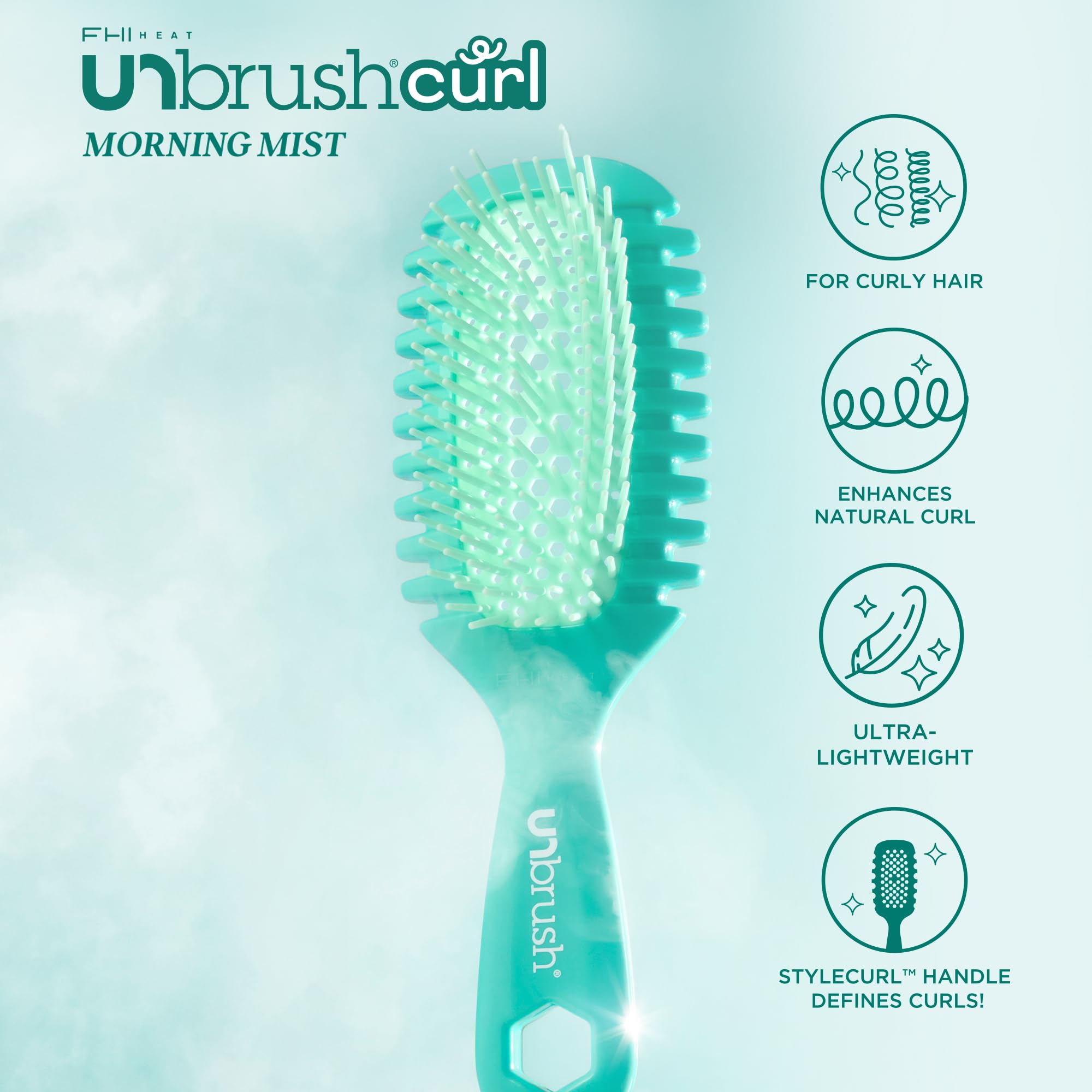 FHI Heat UNbrush Curl bristles moving through wet curls to reduce breakage