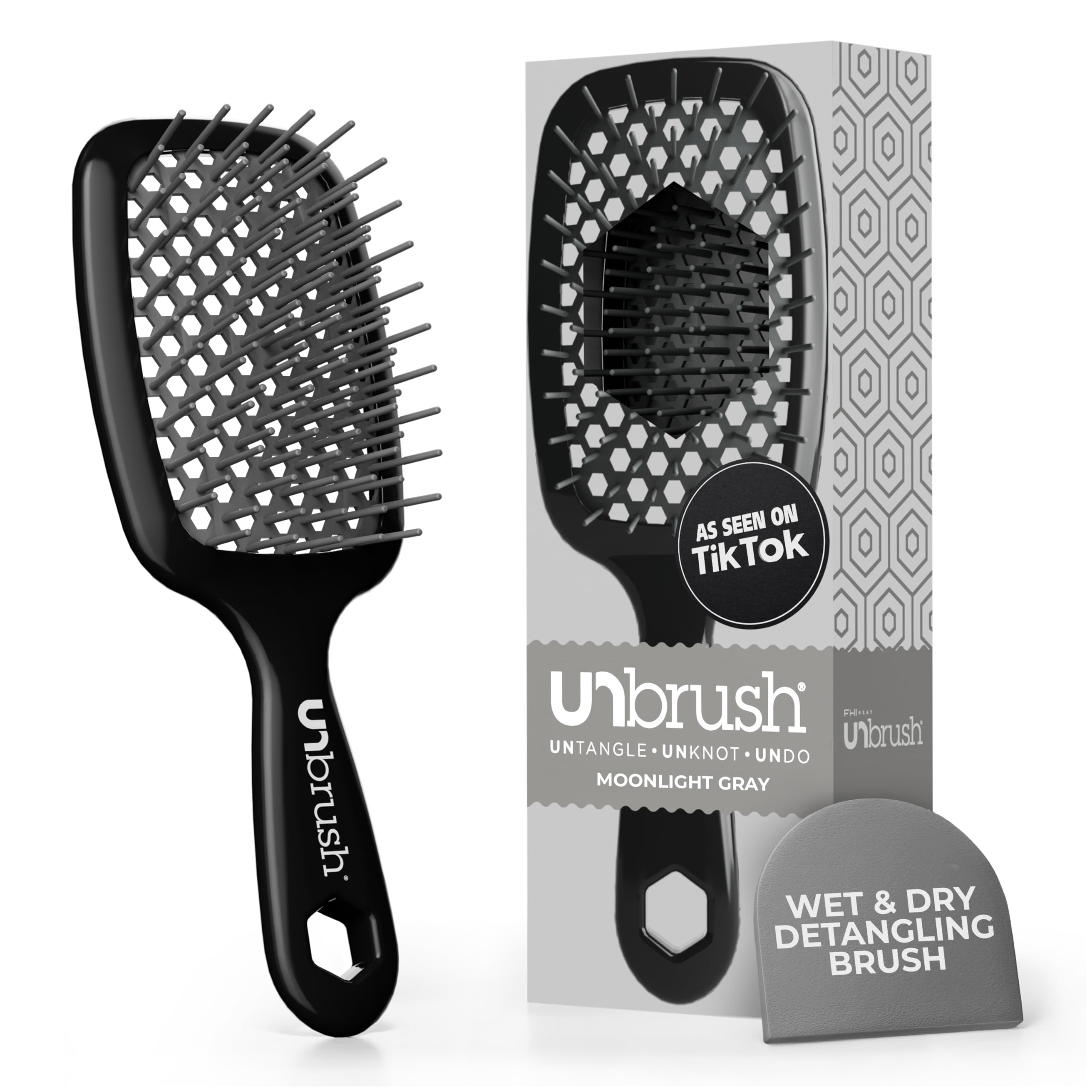 FHI Heat UNbrush front view showing compact design and grey finish for easy storage