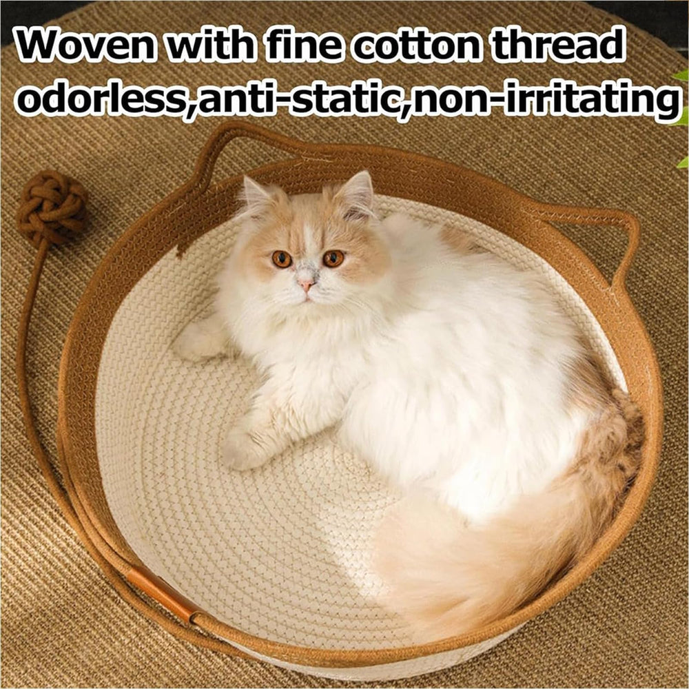 FHKPET close-up of woven cotton rope texture highlighting natural tactile nesting benefit