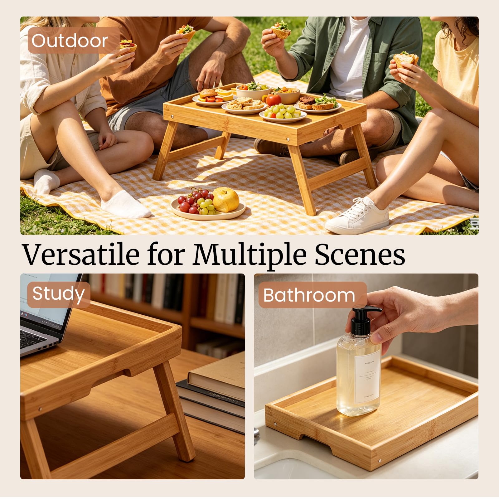 Fibogollo in use breakfast in bed illustrating comfortable serving and tidy meals