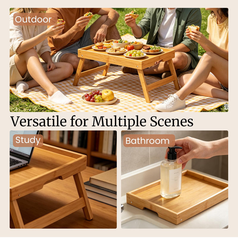 Fibogollo in use breakfast in bed illustrating comfortable serving and tidy meals