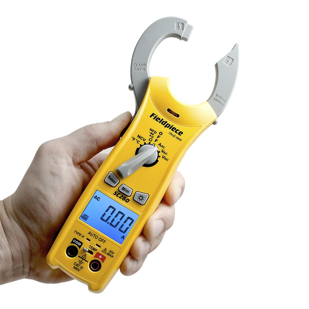 Fieldpiece SC260 front view showing controls and readable display for quick readings
