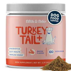 Fifth & Fido jar front view showing product branding and servings
