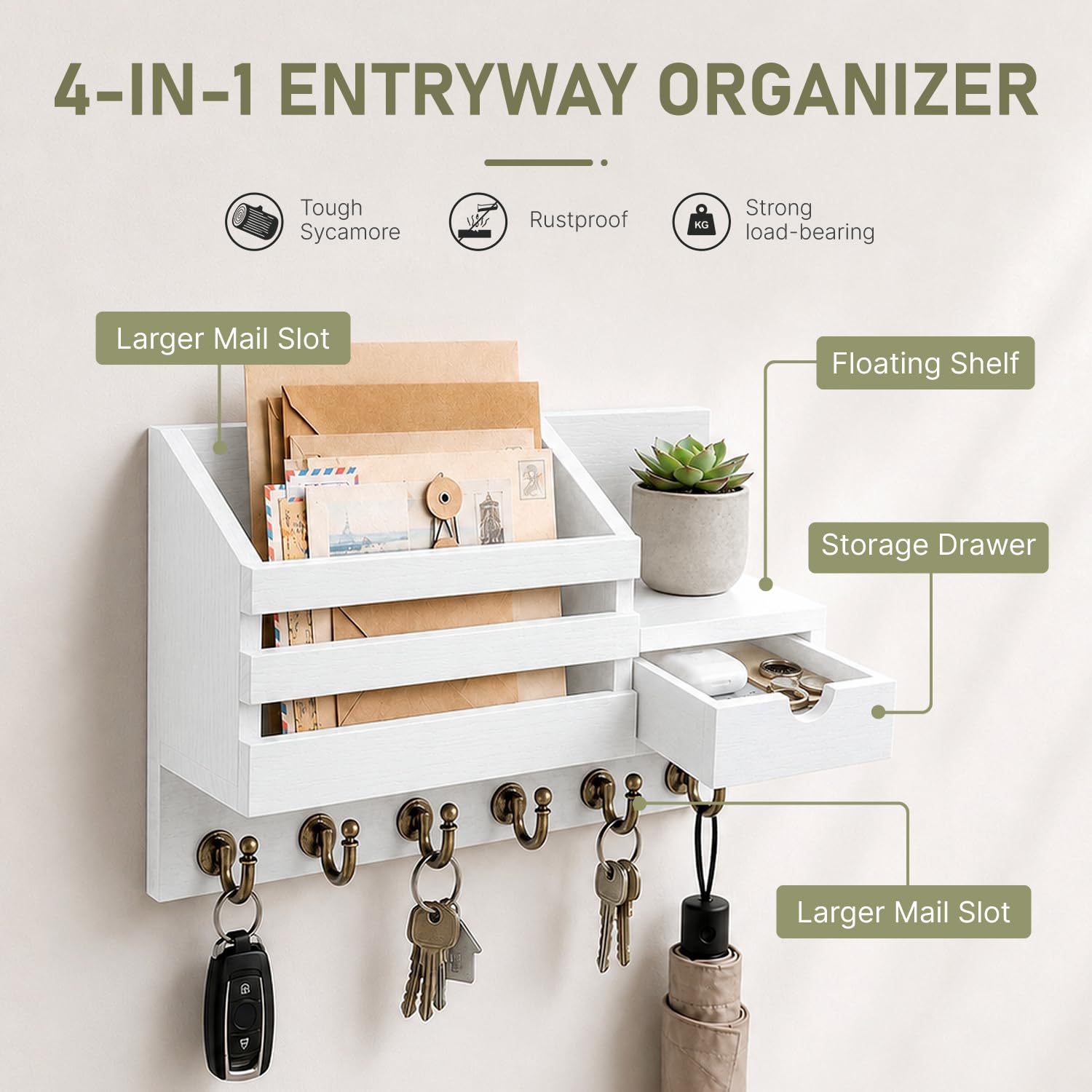 FifthQuarter organizer shown next to keys and envelopes to demonstrate its compact scale