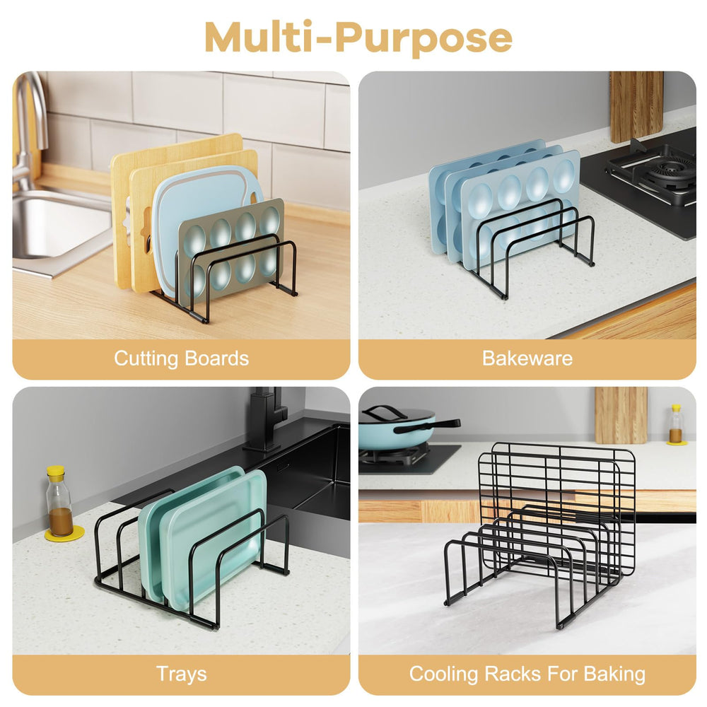 Fikoksol holding cutting boards and baking sheets showing quick access benefit: keeps items tidy