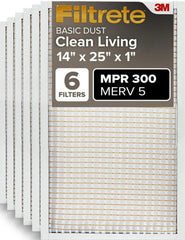 Filtrete front packaging showing 14x25x1 six-pack and quick benefit