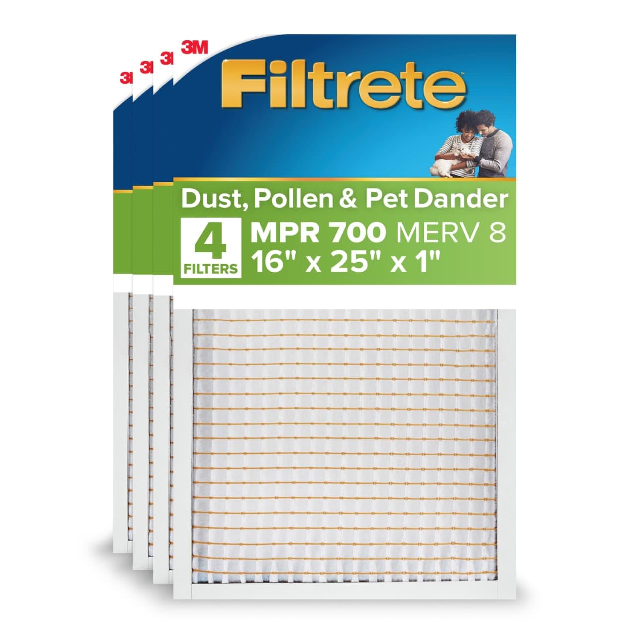 Filtrete front packaging 4-pack showing MPR 700 and benefits for cleaner air