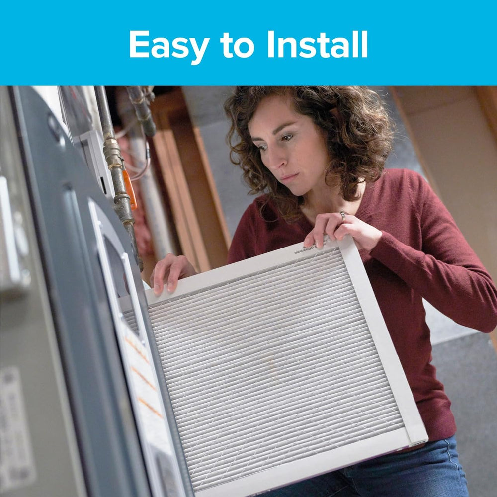 Filtrete filter in living room HVAC return conveying cleaner indoor air