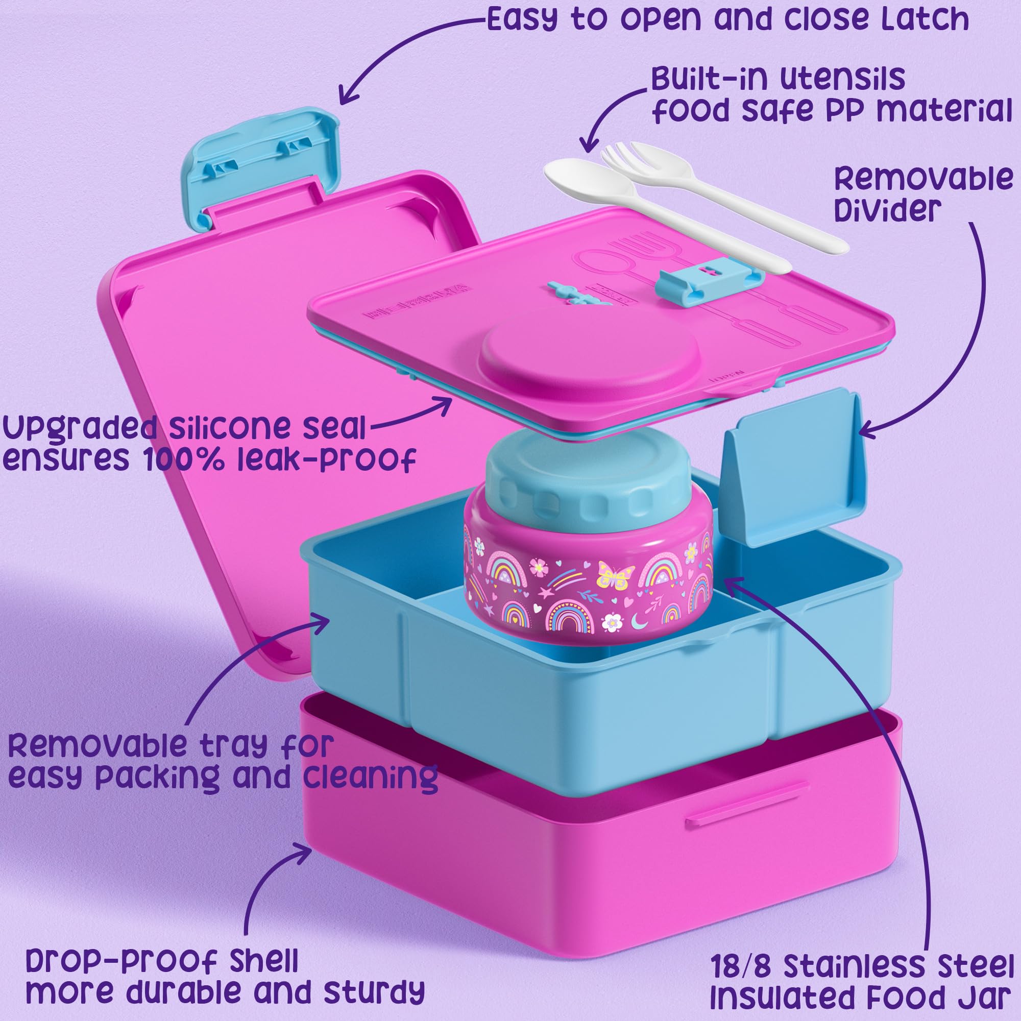 Fimibuke open shot showing 3–4 customizable compartments for portion control