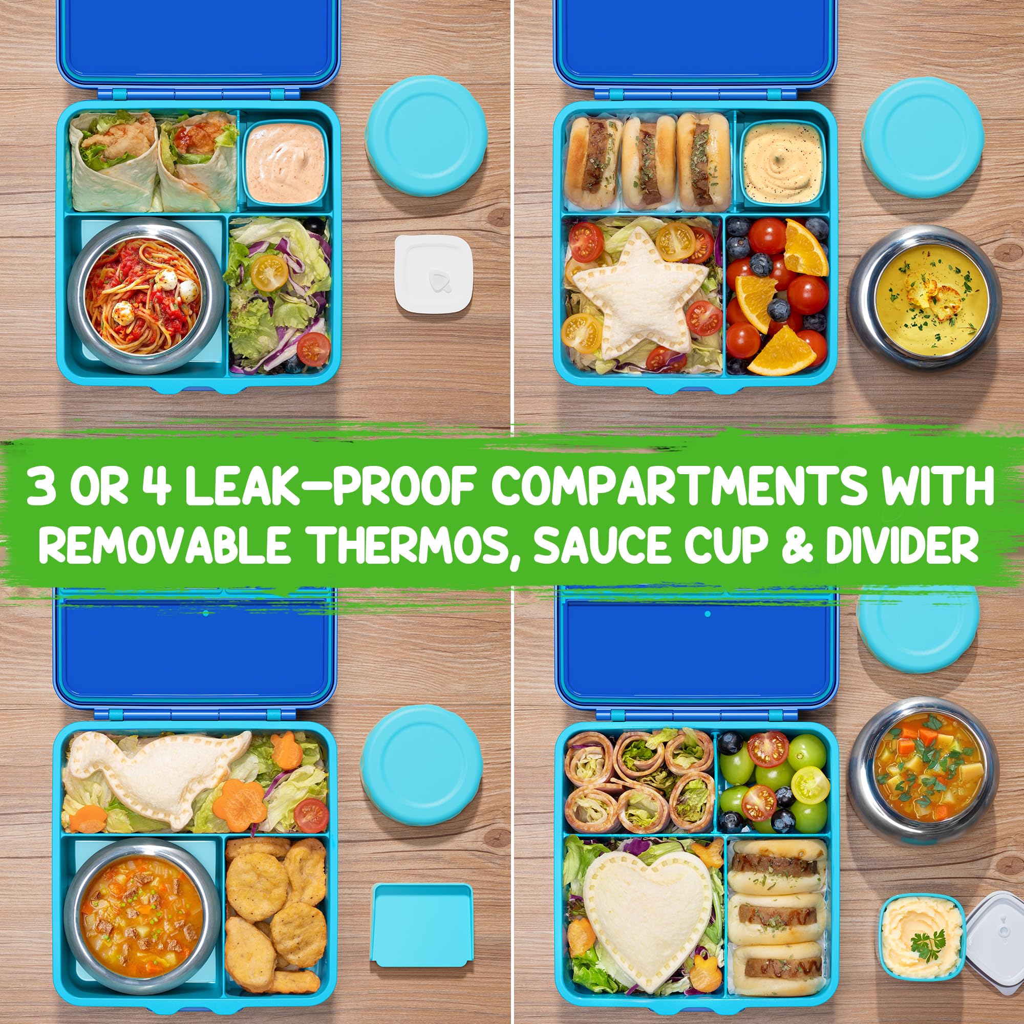 Fimibuke included utensils and sauce cup organized for on-the-go meals