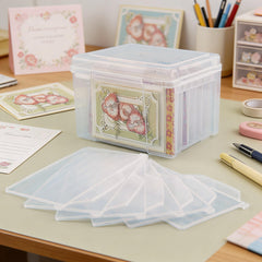 Find Scrapblooms box holding birthday and holiday cards for quick access
