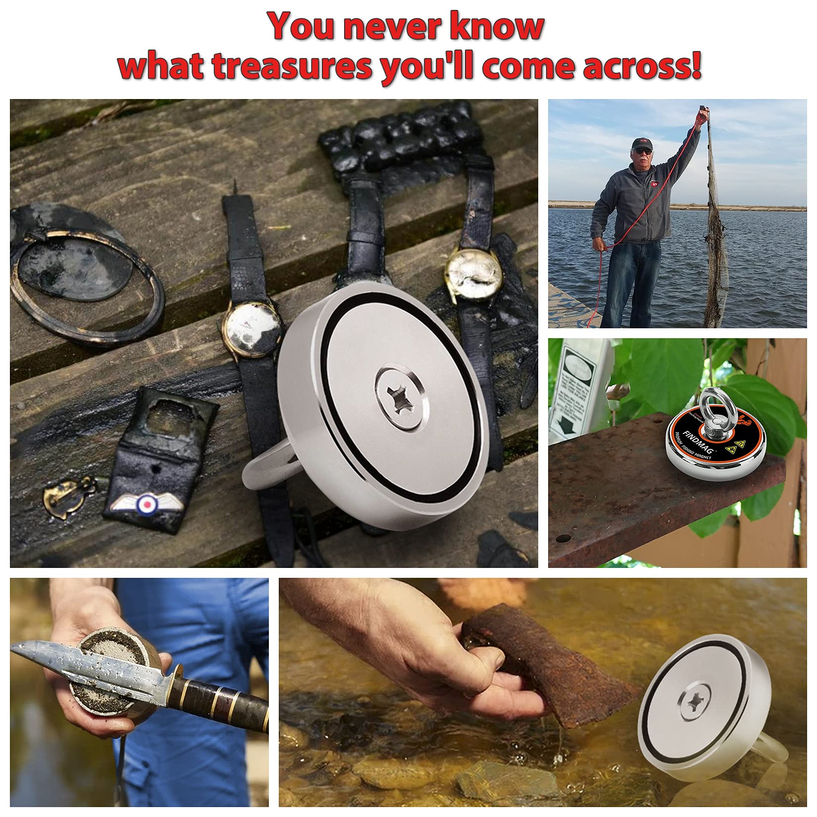 FINDMAG protective gloves in use showing hand protection during magnet fishing pulls
