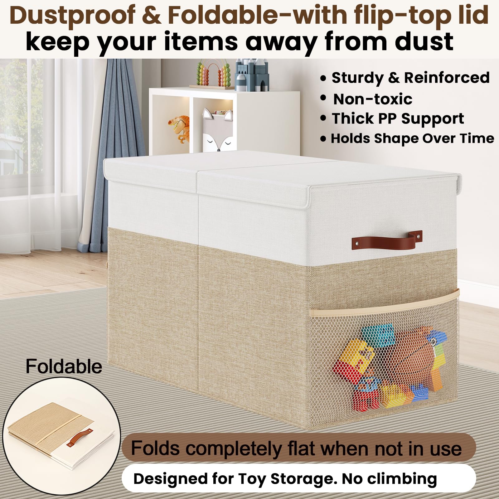 Fineonly beside stuffed animals and books showing large 90L capacity