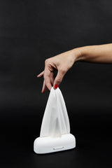 FINER LINER bag opened inside 3-gallon can demonstrating proper fit and containment