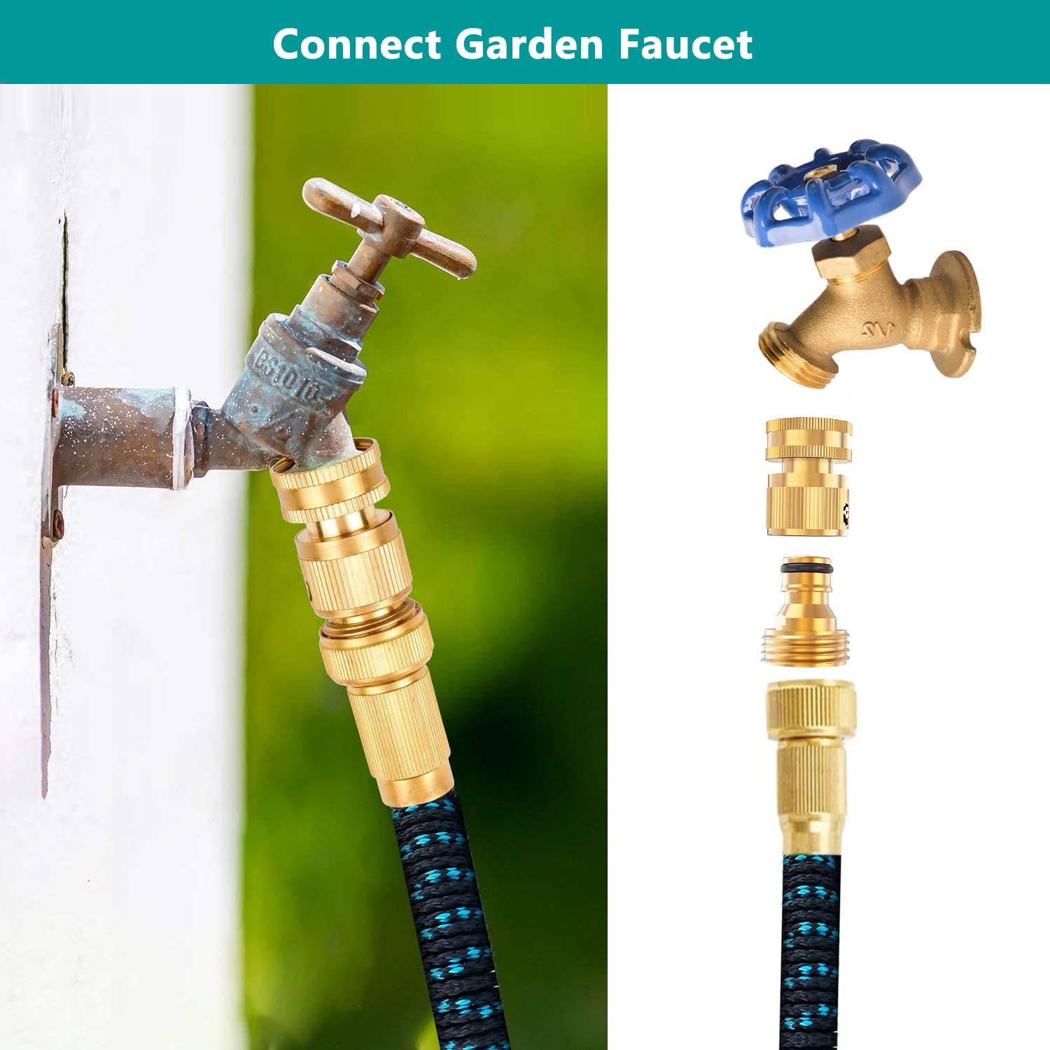 FINEST+ connector attached to a garden hose in use for fast tool changes