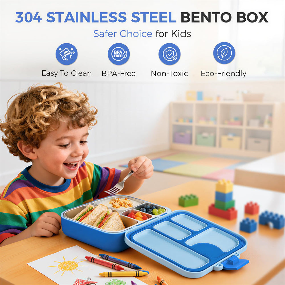 FINEYORKER open top packed with balanced kids lunch demonstrating organization