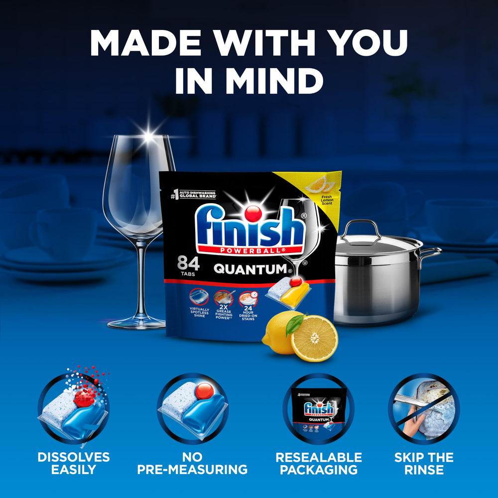 Finish Quantum lemon sparkling wine glasses demonstrating clearer, spot-free shine