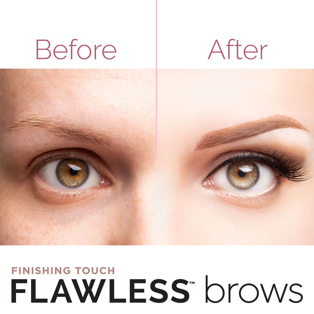 Finishing Touch removing stray brow hairs to demonstrate precise shaping benefit