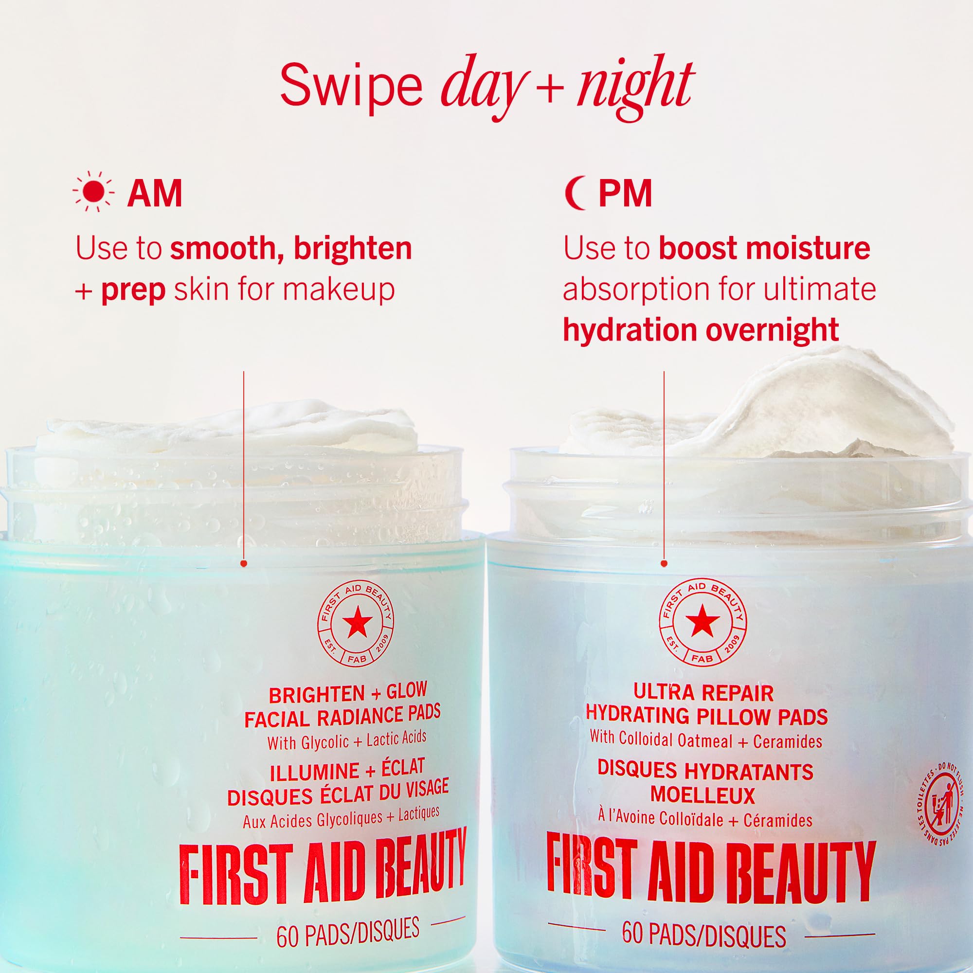First Aid Beauty pad held in hand to show actual size and travel convenience