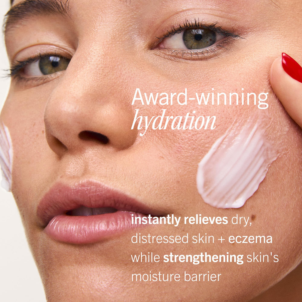 First Aid Beauty applying cream to hand for immediate moisture