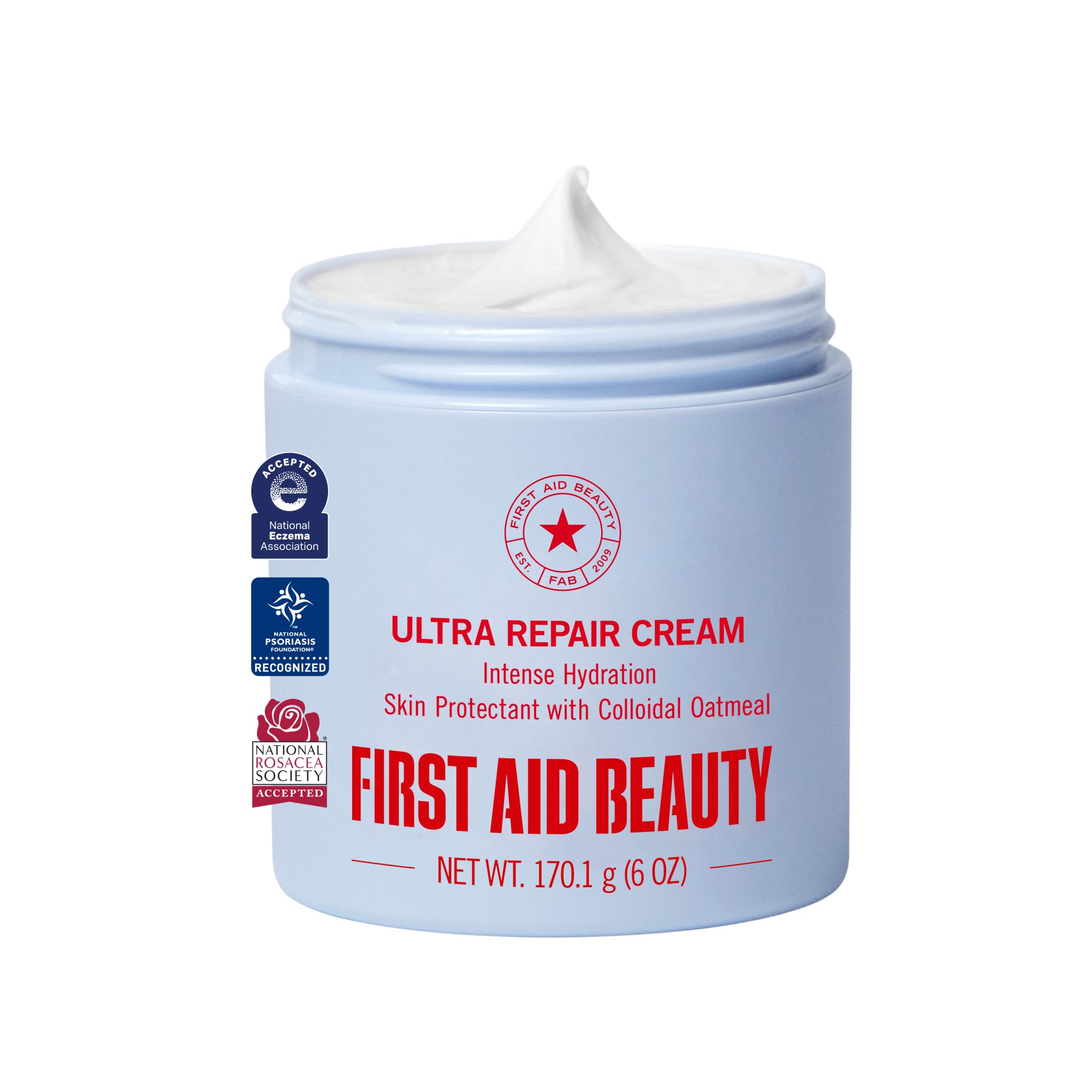 First Aid Beauty jar front view showing product branding and size benefit