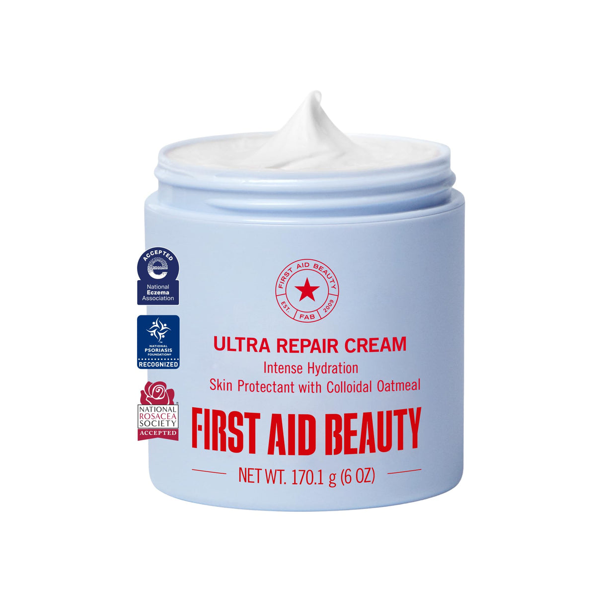 First Aid Beauty jar front view showing product branding and size benefit