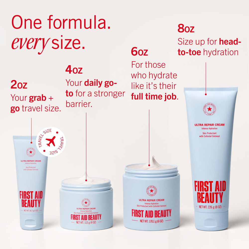 First Aid Beauty scoop of cream close-up demonstrating non-greasy texture