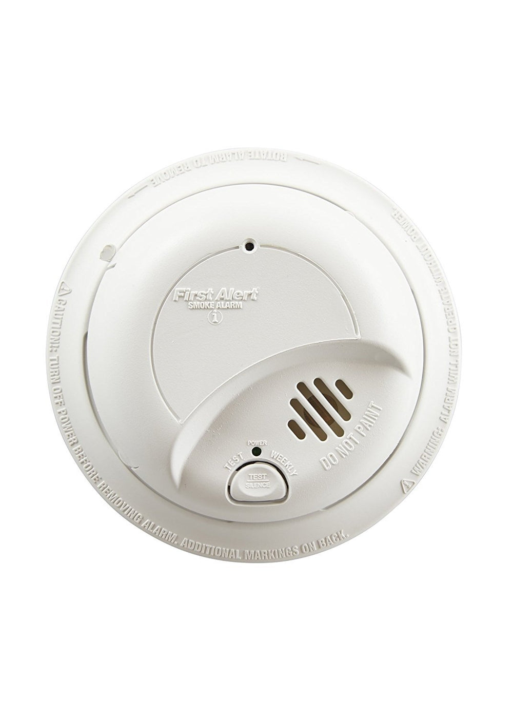 First Alert 9120B open battery compartment and mounting bracket showing easy installation and tamper lock