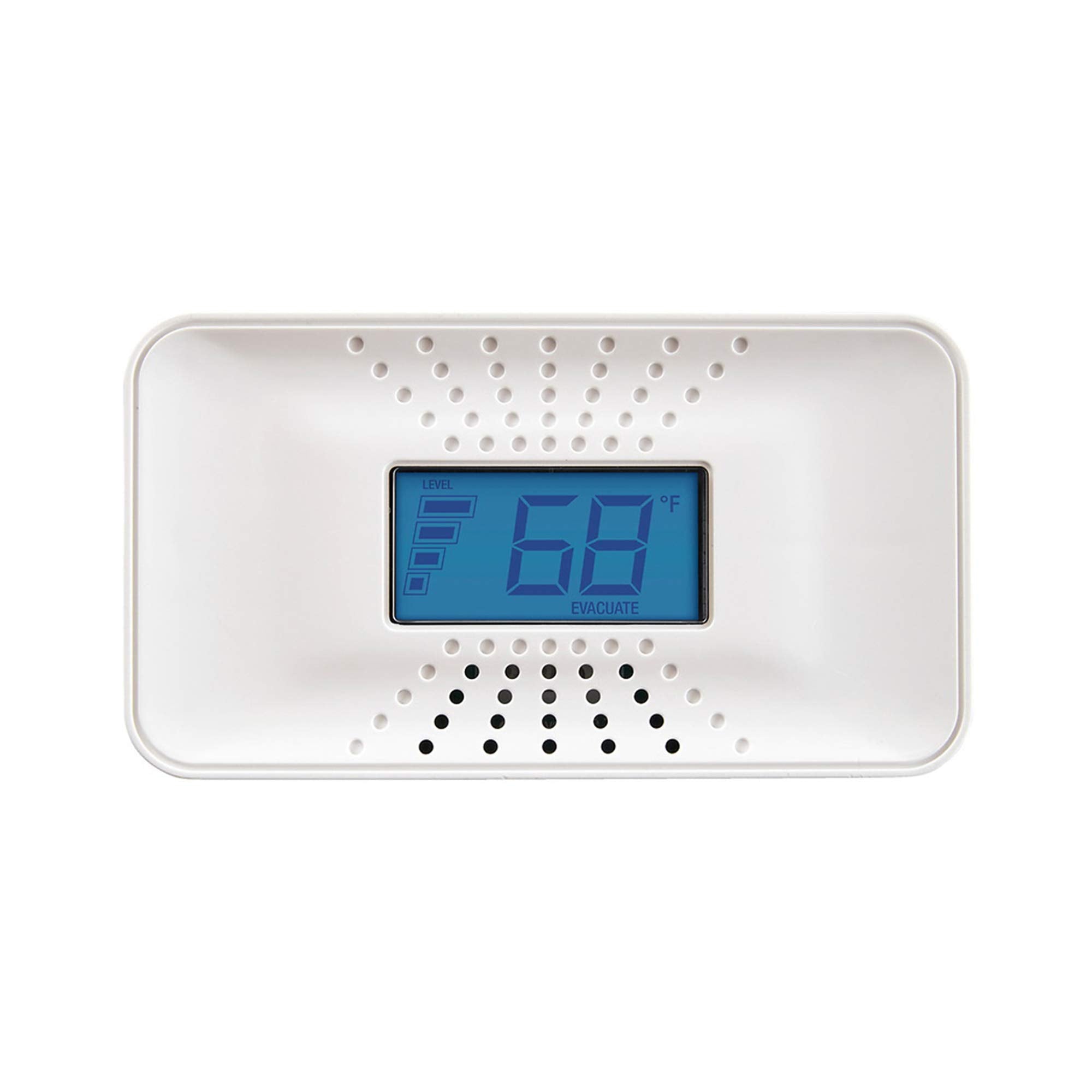 First Alert CO710 front view showing compact alarm and digital display for easy monitoring