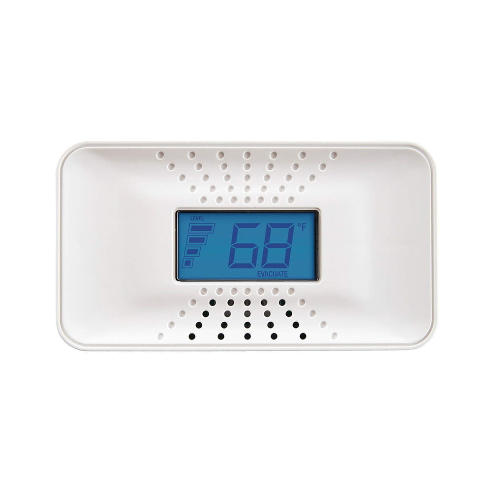 First Alert CO710 front view showing compact alarm and digital display for easy monitoring