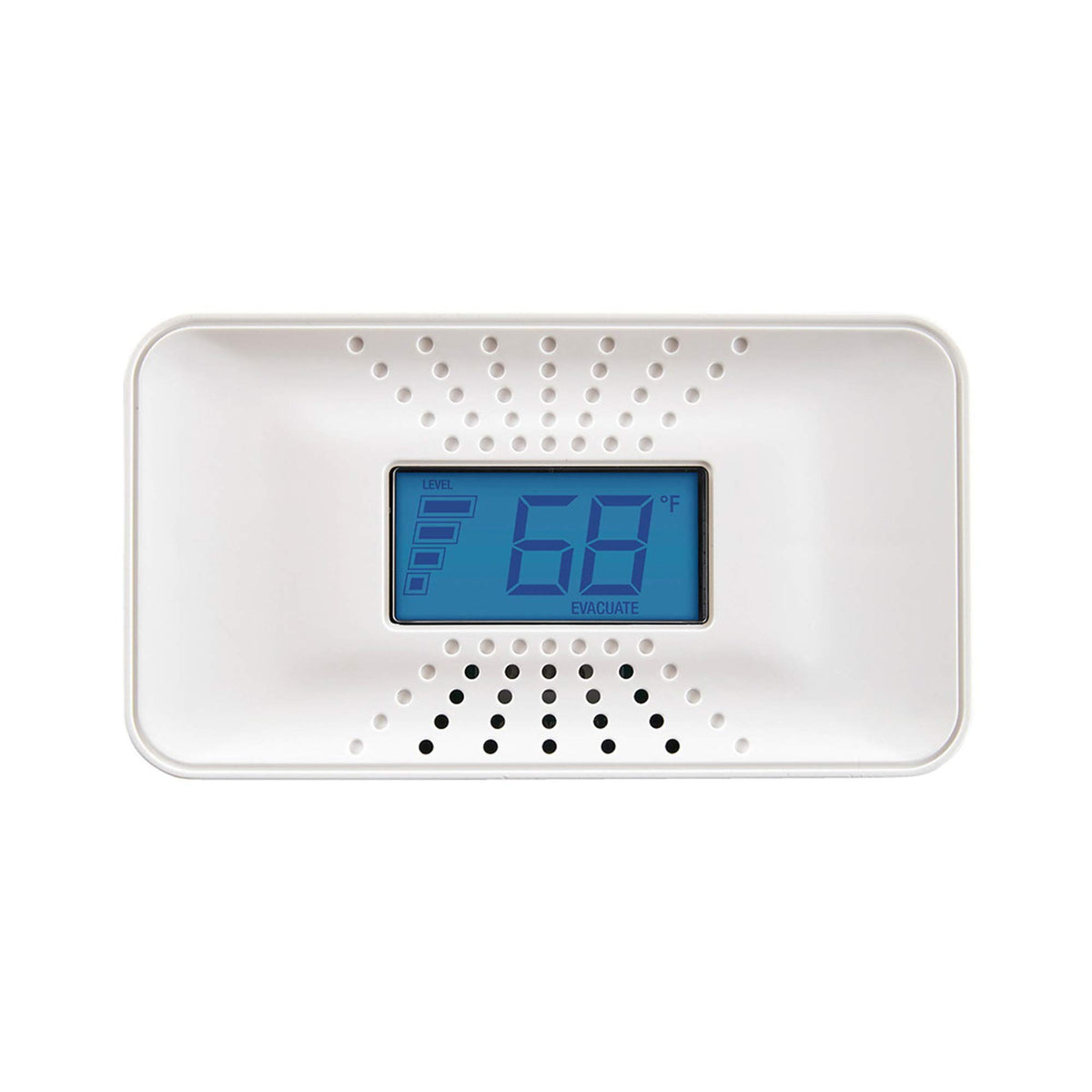 First Alert CO710 front view showing compact alarm and digital display for easy monitoring